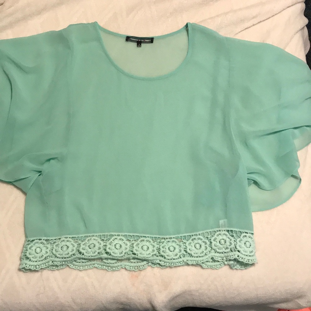 Mint green, Sheer flowy top